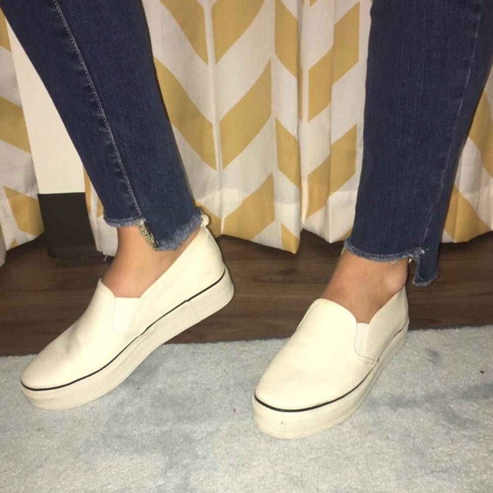Platform white slip-on sneakers
